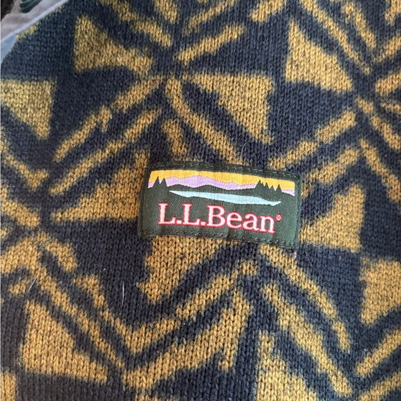 Cool Print—L.L. Bean Navy and Mustard Patterned Sweater - Picture 2 of 5